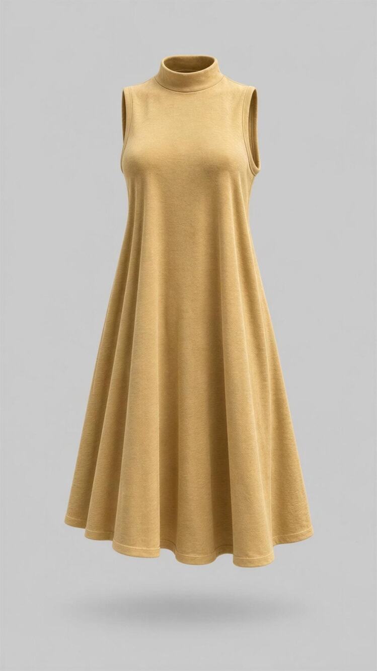 Sans Souci Dress Womens Size M Beige Sleeveless Mock Neck